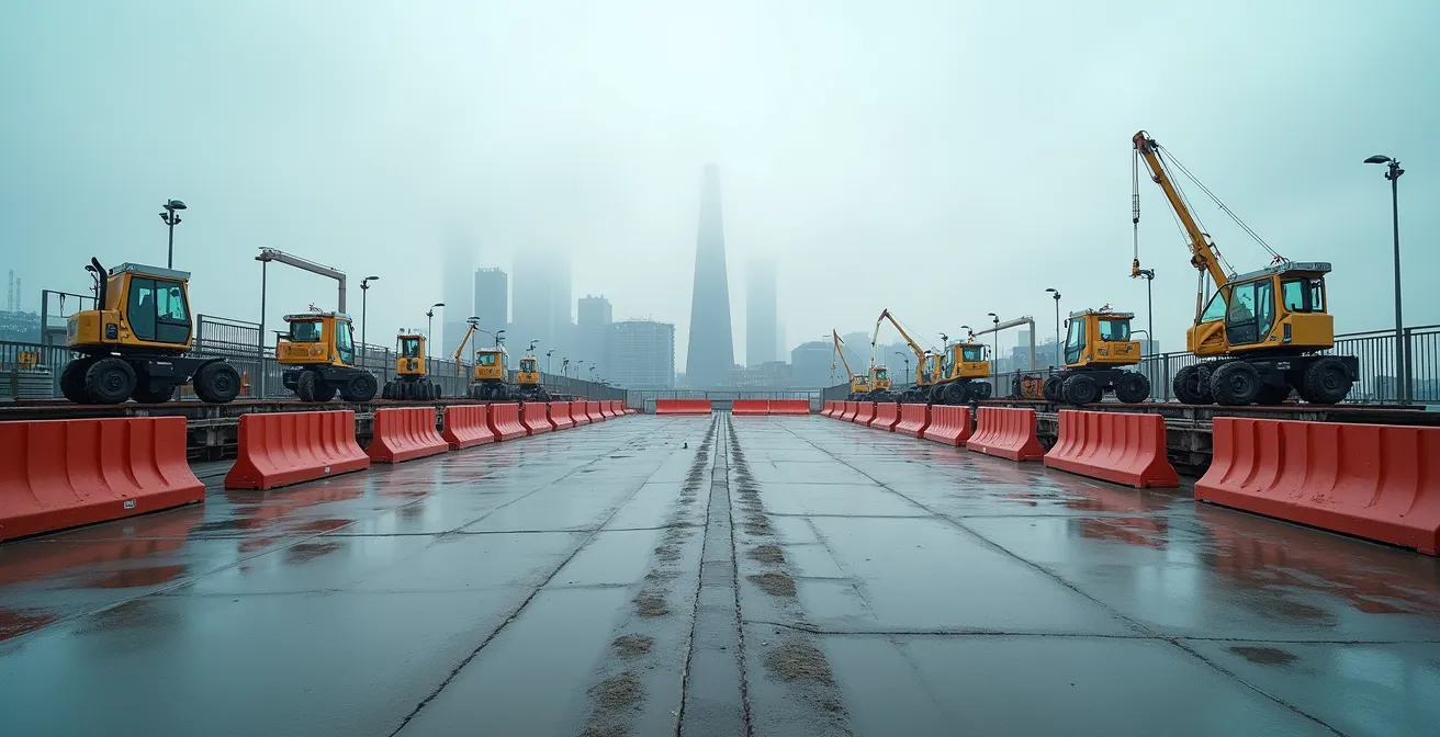 Coordination d'équipe sur chantier de démolition avec équipements professionnels