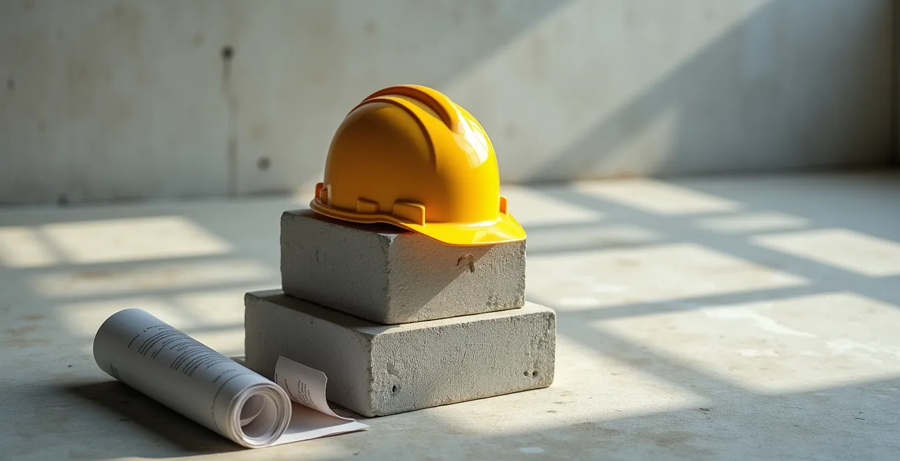 Documents de certification et permis de démolition organisés sur bureau