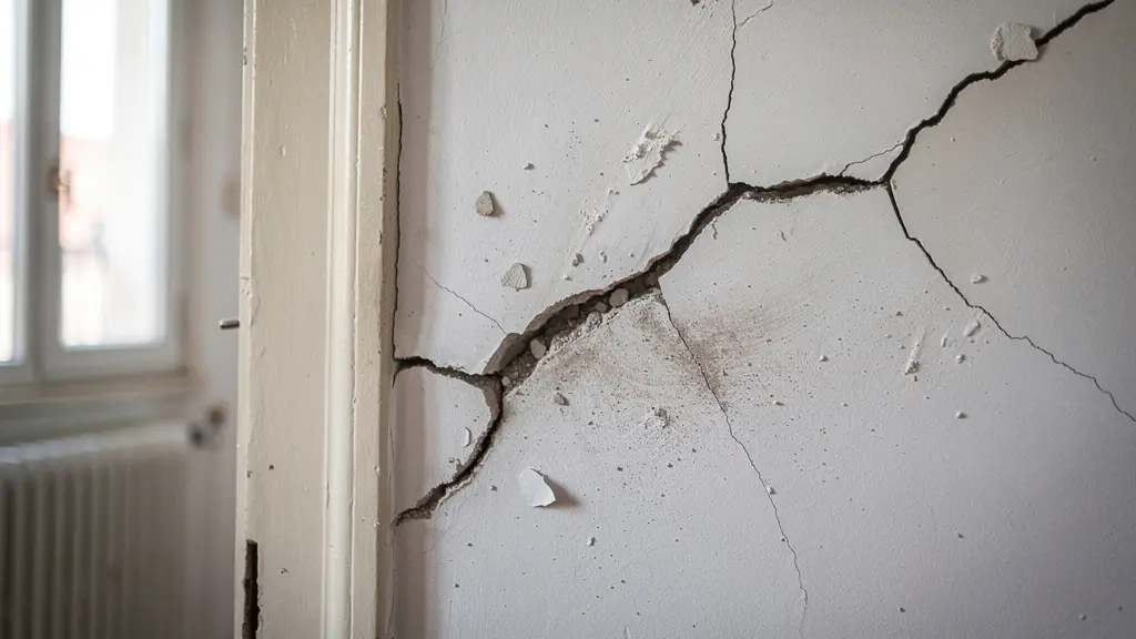Fissures sur mur mitoyen après démolition par percussion sur chantier adjacent